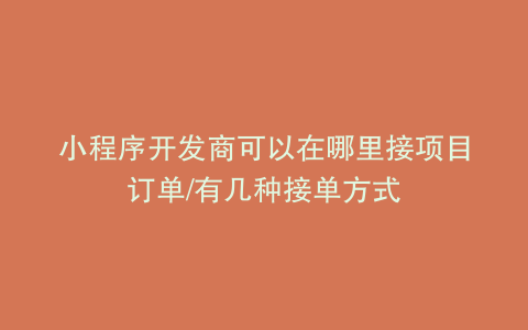 小程序开发商可以在哪里接项目订单/有几种接单方式