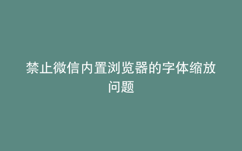 禁止微信内置浏览器的字体缩放问题