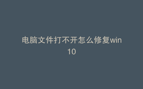 电脑文件打不开怎么修复win10