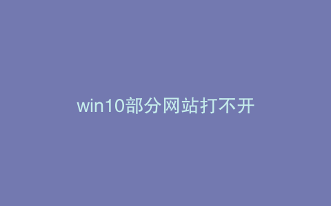 win10部分网站打不开