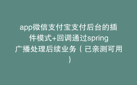 app微信支付宝支付后台的插件模式+回调通过spring广播处理后续业务（已亲测可用）