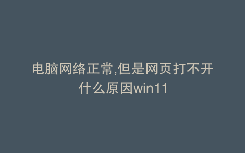 电脑网络正常,但是网页打不开什么原因win11
