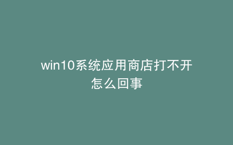 win10系统应用商店打不开怎么回事