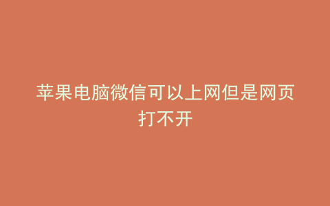 苹果电脑微信可以上网但是网页打不开