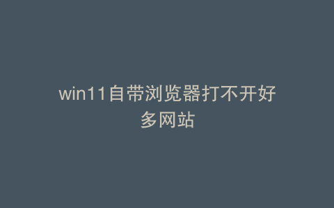win11自带浏览器打不开好多网站