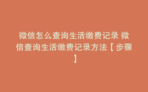 微信怎么查询生活缴费记录 微信查询生活缴费记录方法【步骤】