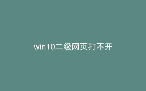 win10二级网页打不开