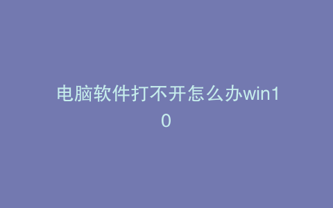 电脑软件打不开怎么办win10