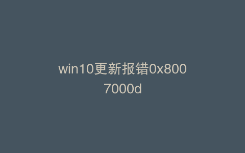 win10更新报错0x8007000d