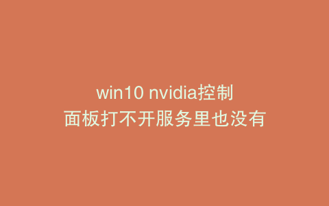 win10 nvidia控制面板打不开服务里也没有