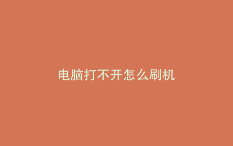 电脑打不开怎么刷机