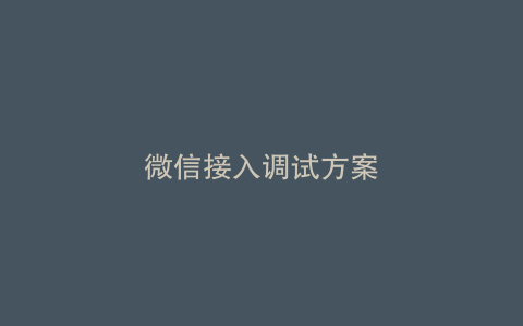微信接入调试方案