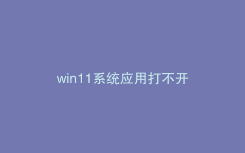 win11系统应用打不开