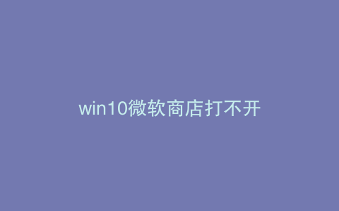 win10微软商店打不开