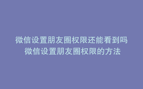 微信设置朋友圈权限还能看到吗 微信设置朋友圈权限的方法