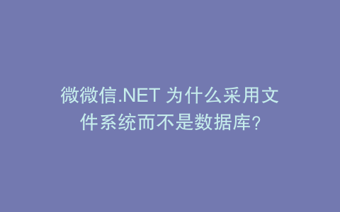 微微信.NET 为什么采用文件系统而不是数据库？