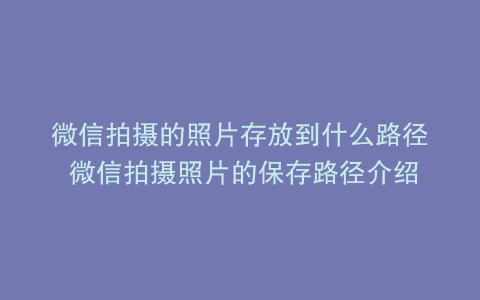 微信拍摄的照片存放到什么路径 微信拍摄照片的保存路径介绍