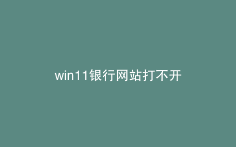 win11银行网站打不开