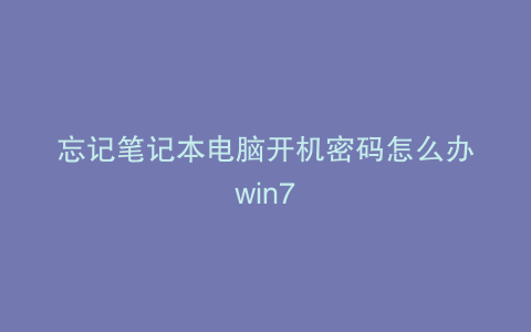 忘记笔记本电脑开机密码怎么办win7