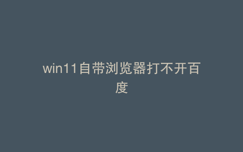 win11自带浏览器打不开百度