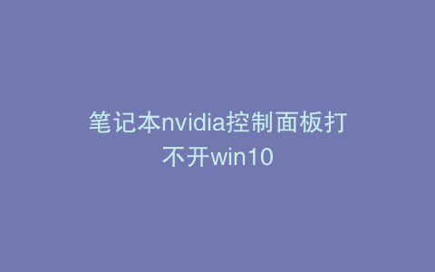 笔记本nvidia控制面板打不开win10