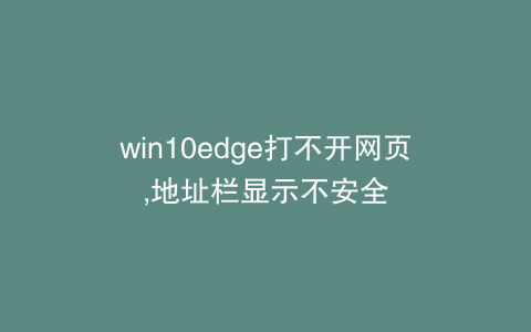 win10edge打不开网页,地址栏显示不安全