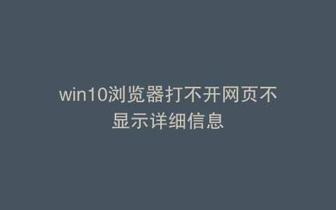 win10浏览器打不开网页不显示详细信息