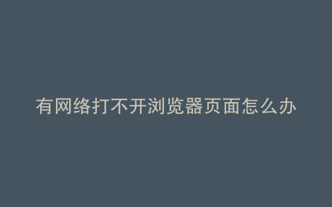 有网络打不开浏览器页面怎么办