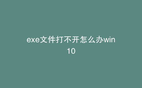 exe文件打不开怎么办win10