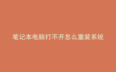 笔记本电脑打不开怎么重装系统