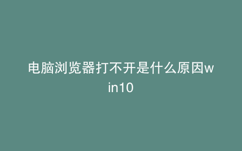 电脑浏览器打不开是什么原因win10