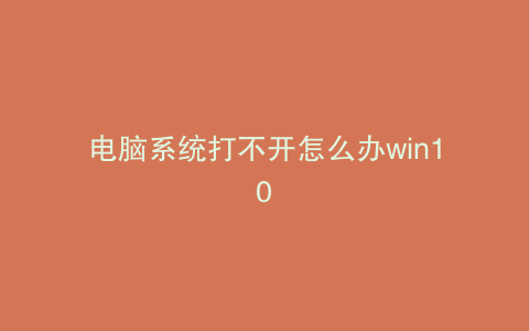 电脑系统打不开怎么办win10