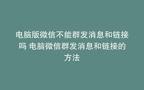 电脑版微信不能群发消息和链接吗 电脑微信群发消息和链接的方法