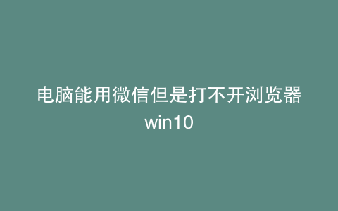 电脑能用微信但是打不开浏览器win10