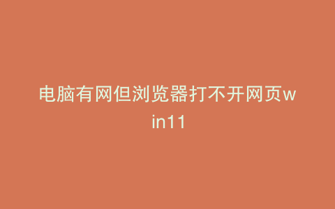 电脑有网但浏览器打不开网页win11