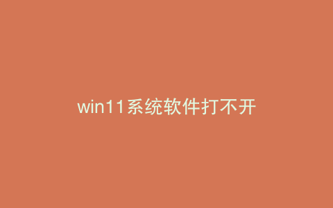 win11系统软件打不开