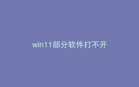 win11部分软件打不开
