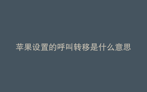 苹果设置的呼叫转移是什么意思