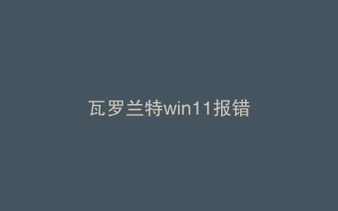 瓦罗兰特win11报错