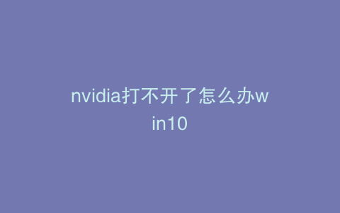 nvidia打不开了怎么办win10