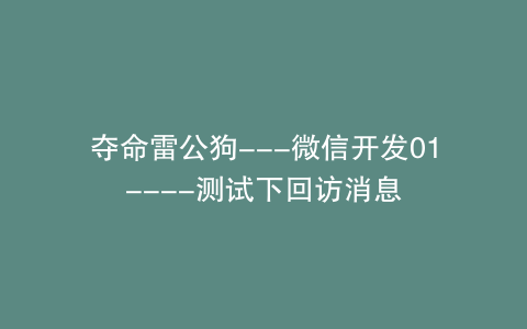 夺命雷公狗---微信开发01----测试下回访消息