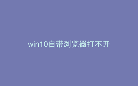 win10自带浏览器打不开