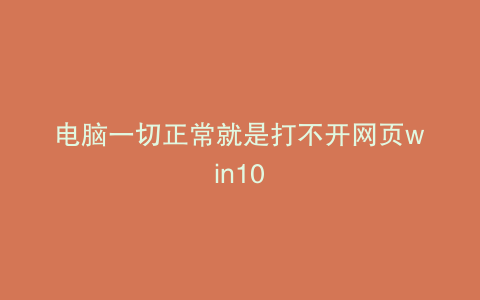 电脑一切正常就是打不开网页win10