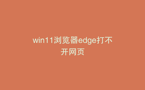 win11浏览器edge打不开网页