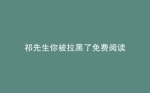 祁先生你被拉黑了免费阅读