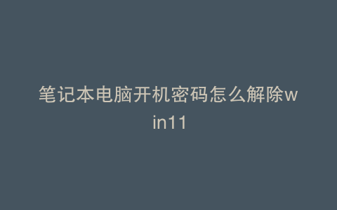 笔记本电脑开机密码怎么解除win11