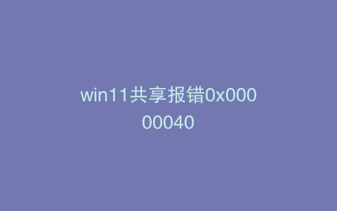 win11共享报错0x00000040