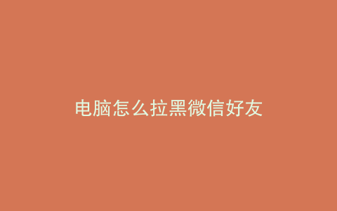 电脑怎么拉黑微信好友