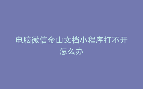 电脑微信金山文档小程序打不开怎么办