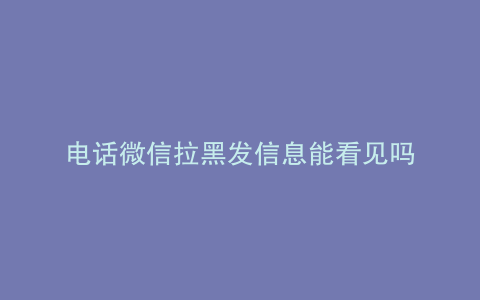 电话微信拉黑发信息能看见吗